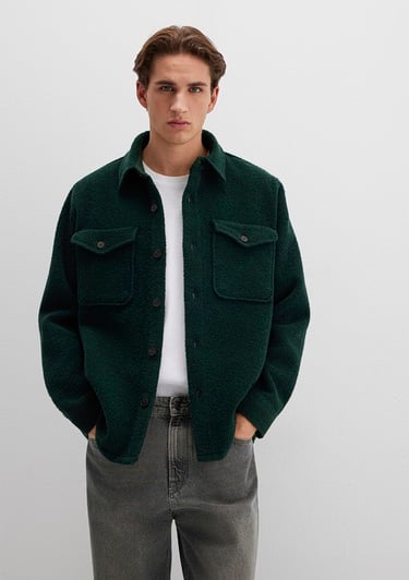  Mavi Yün Karışımlı Yeşil Gömlek Loose Fit / Bol Rahat Kesim 0211780-71929