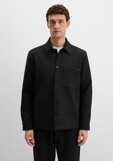  Mavi Cep Detaylı Siyah Gömlek Regular Fit / Normal Kesim 0211677-900