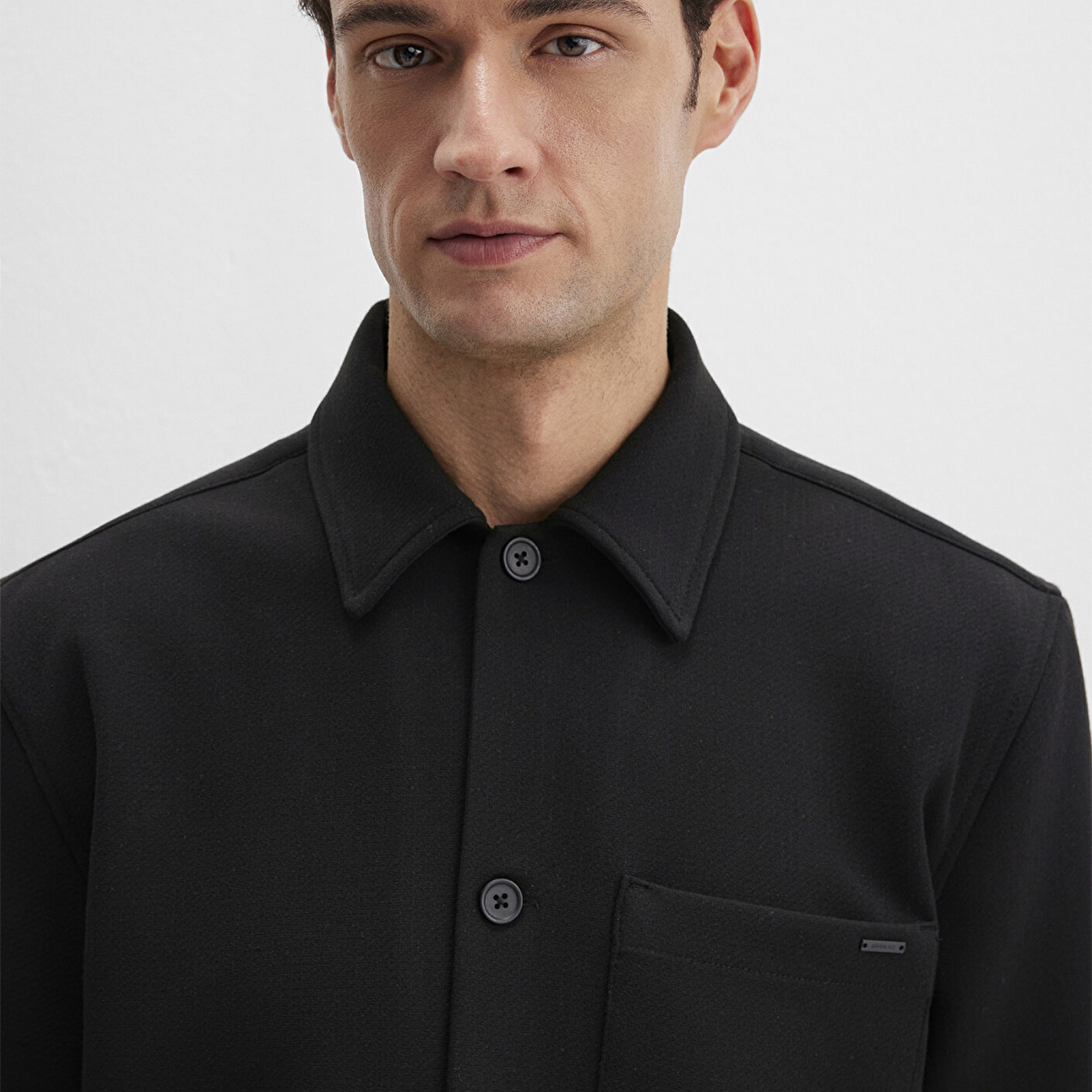 Mavi Cep Detaylı Siyah Gömlek Regular Fit / Normal Kesim 0211677-900