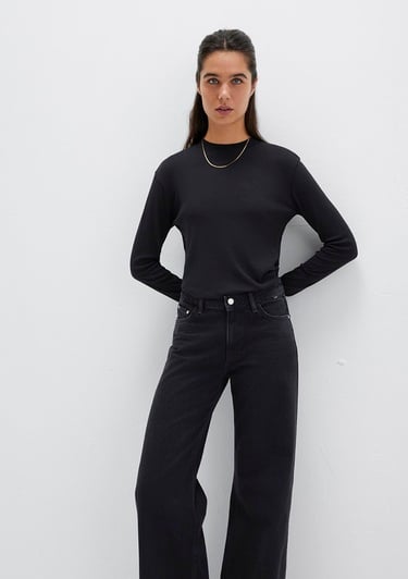  Mavi Siyah Uzun Kollu Tişört Slim Fit / Dar Kesim 1613352-900