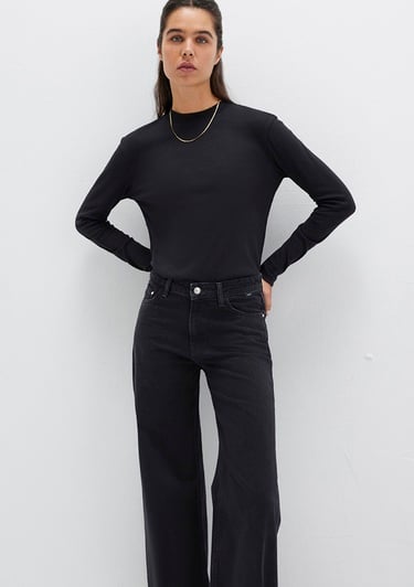  Mavi Siyah Uzun Kollu Tişört Slim Fit / Dar Kesim 1613352-900