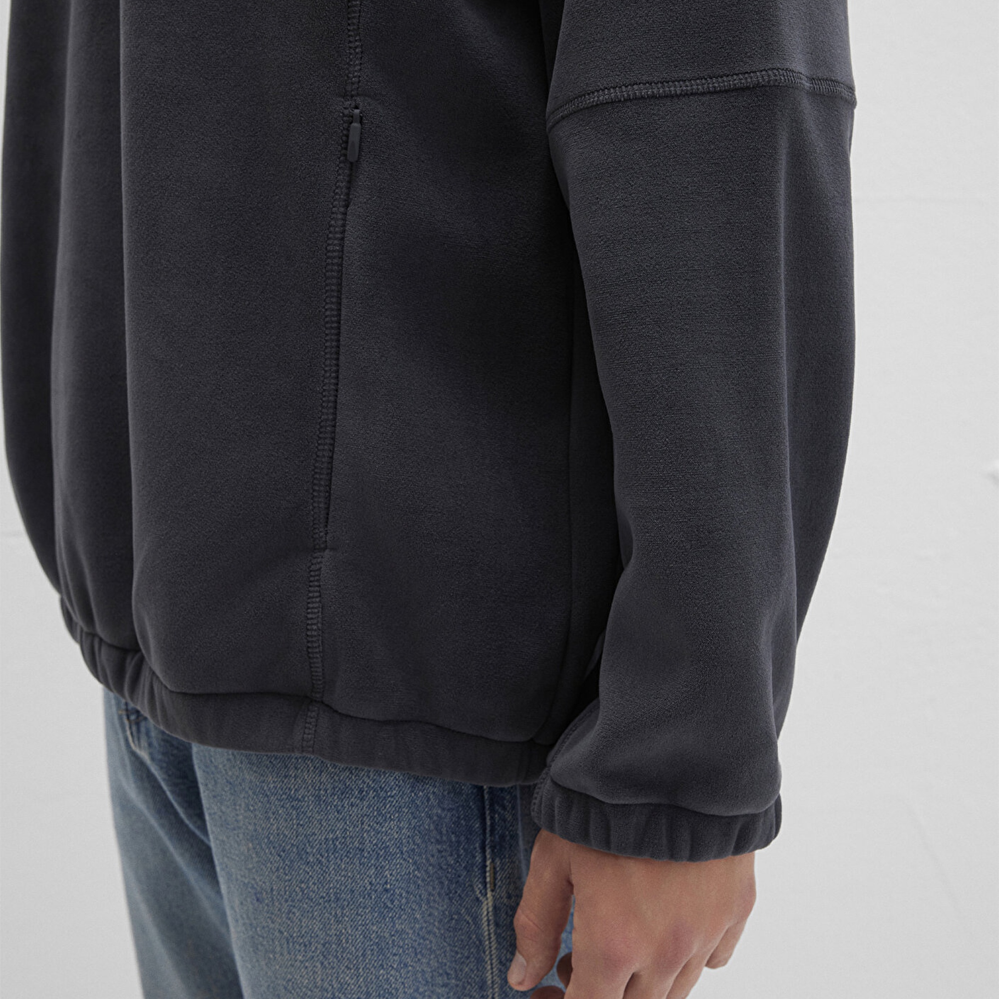 Mavi Dik Yaka Antrasit Sherpa Ceket Loose Fit / Bol Rahat Kesim 0110738-80776