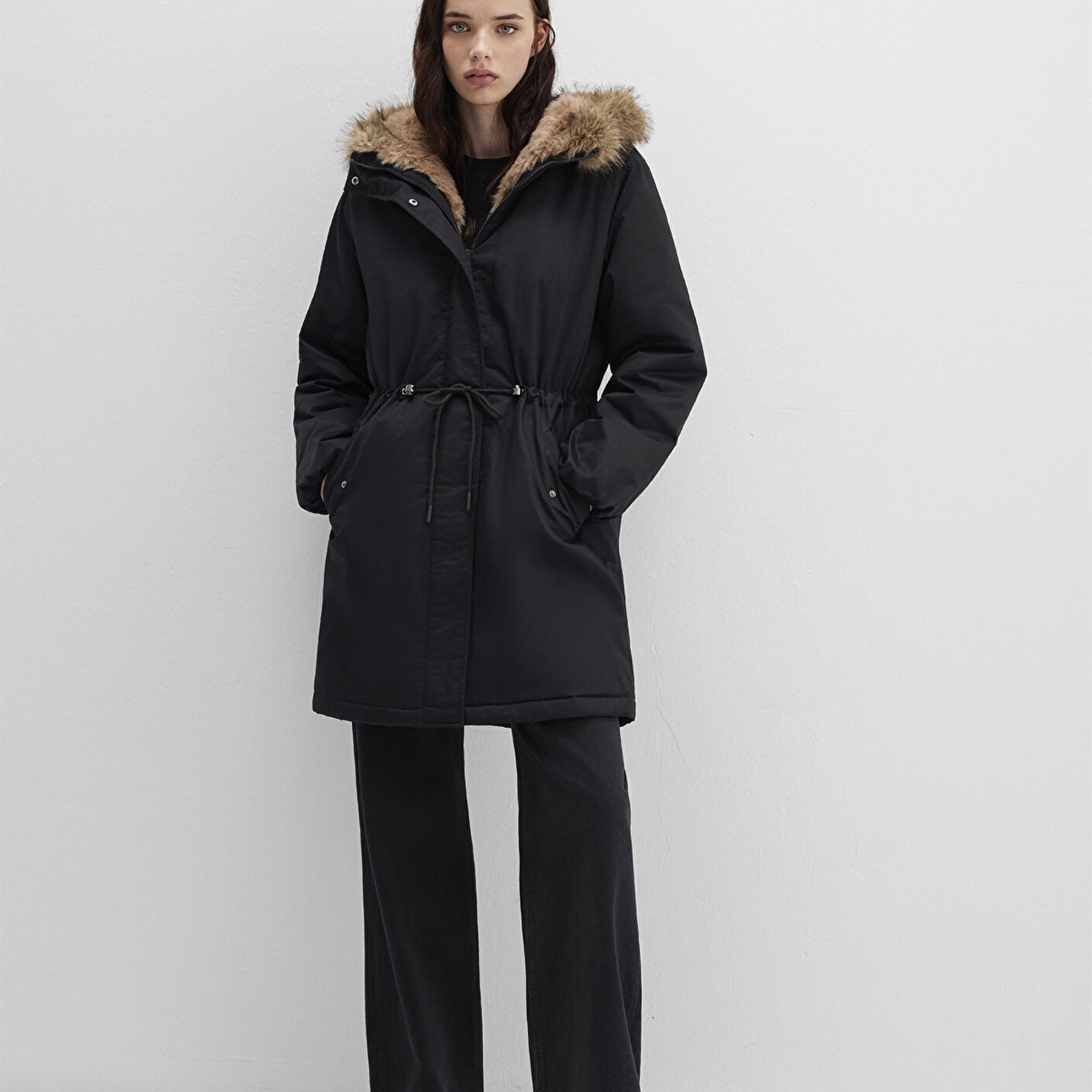 Mavi Siyah Parka Loose Fit / Bol Rahat Kesim 1110786-900