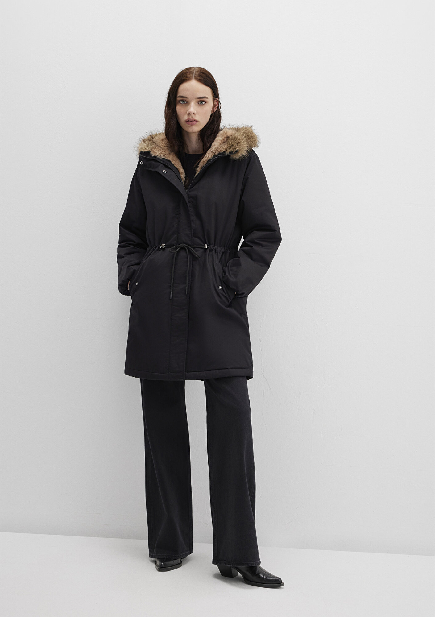  Mavi Siyah Parka Loose Fit / Bol Rahat Kesim 1110786-900