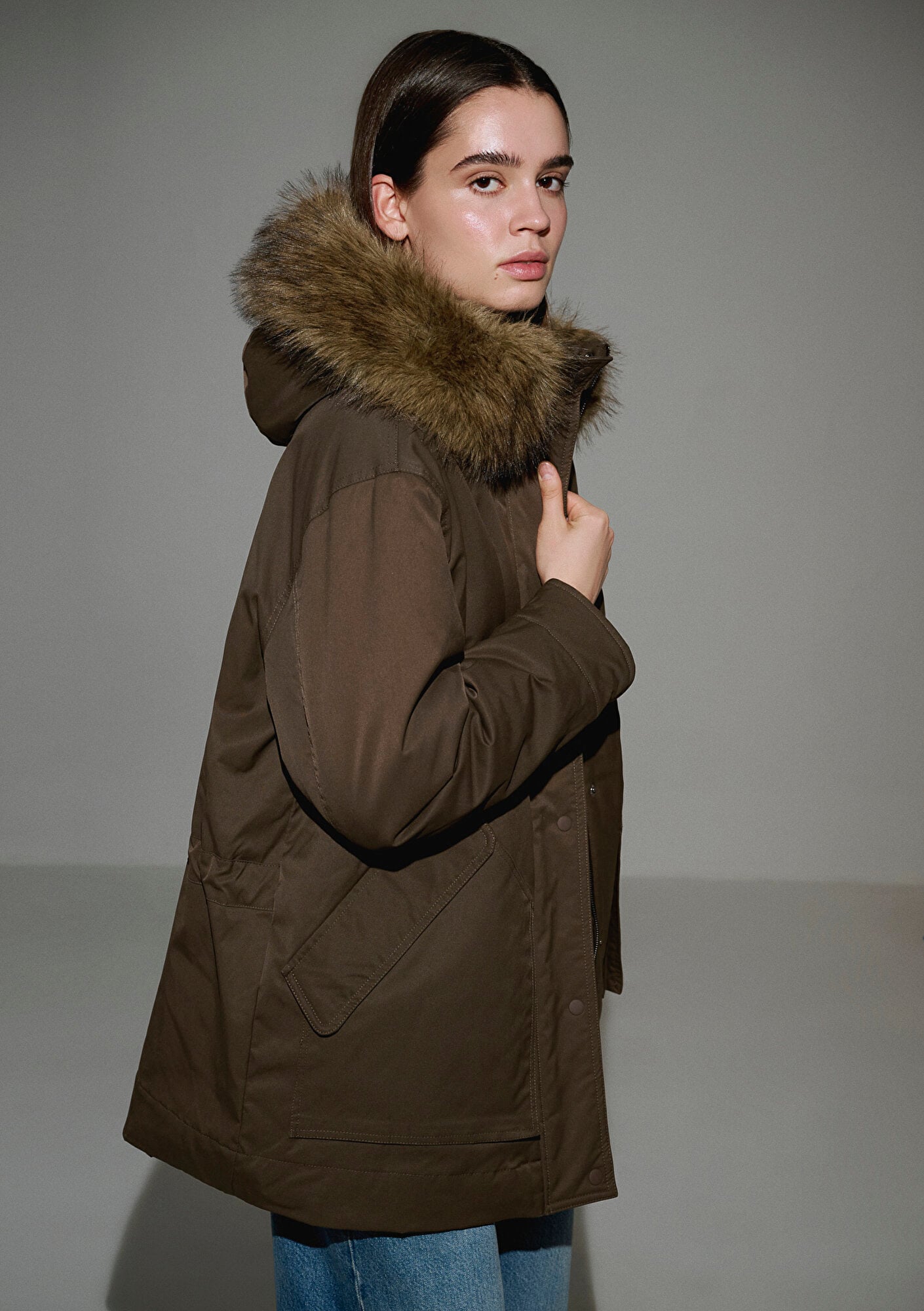  Mavi Su İtici Yeşil Parka Oversize / Geniş Kesim 1110712-71541