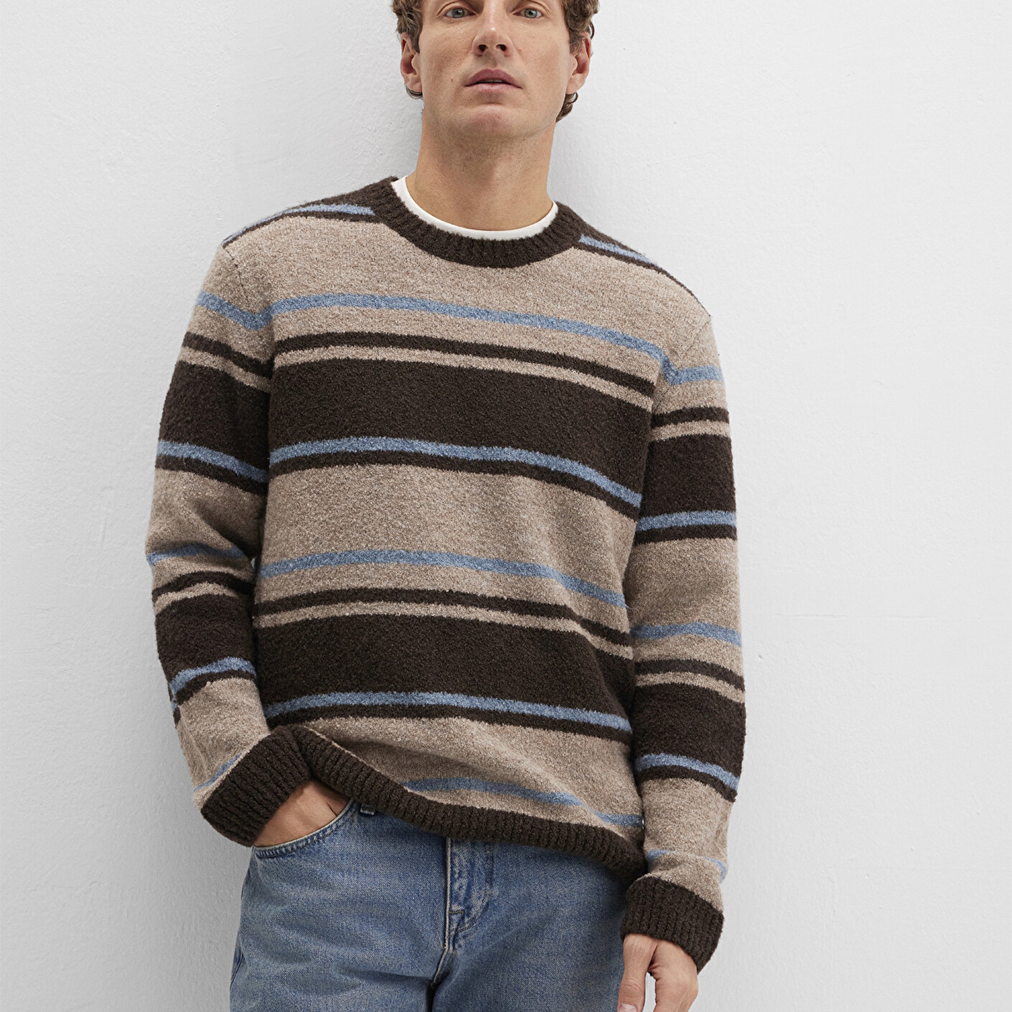 Mavi Yün Karışımlı Kahverengi Kazak Regular Fit / Normal Kesim 0710332-70251