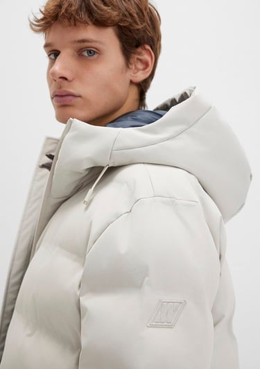  Mavi Su İtici Kapüşonlu Ekru Şişme Mont 0110313-70144