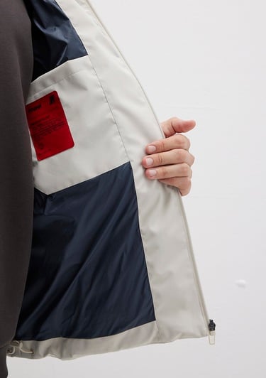  Mavi Su İtici Kapüşonlu Ekru Şişme Mont 0110313-70144