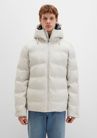  Mavi Su İtici Kapüşonlu Ekru Şişme Mont 0110313-70144