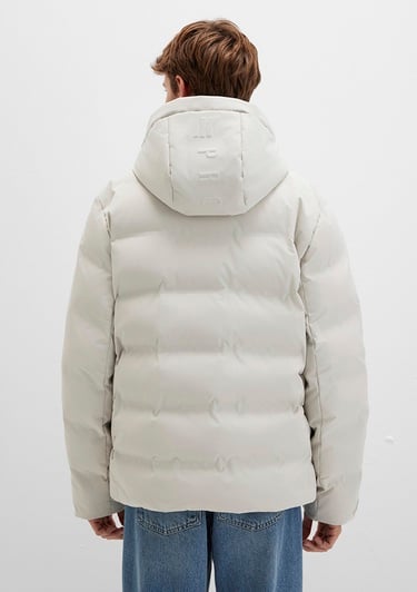  Mavi Su İtici Kapüşonlu Ekru Şişme Mont 0110313-70144