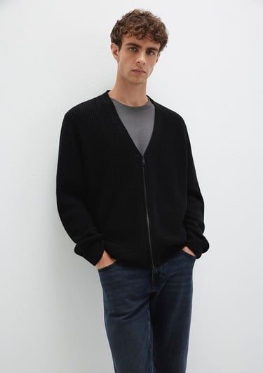  Mavi Yün Karışımlı Fermuarlı Siyah Hırka Regular Fit / Normal Kesim 0710262-900