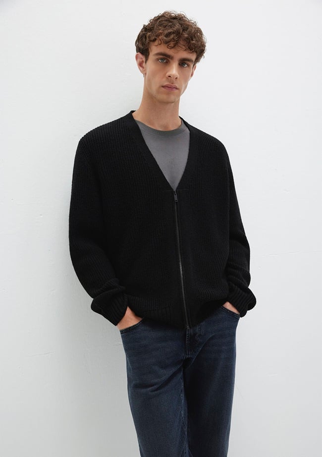  Mavi Yün Karışımlı Fermuarlı Siyah Hırka Regular Fit / Normal Kesim 0710262-900