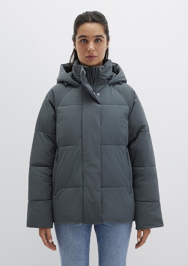  Mavi Kapüşonlu Yeşil Şişme Mont 1110225-71598