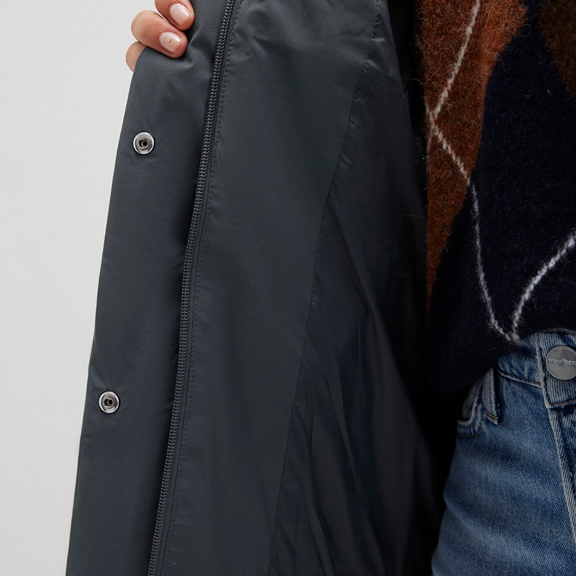 Mavi Kapüşonlu Yeşil Şişme Mont 1110225-71598