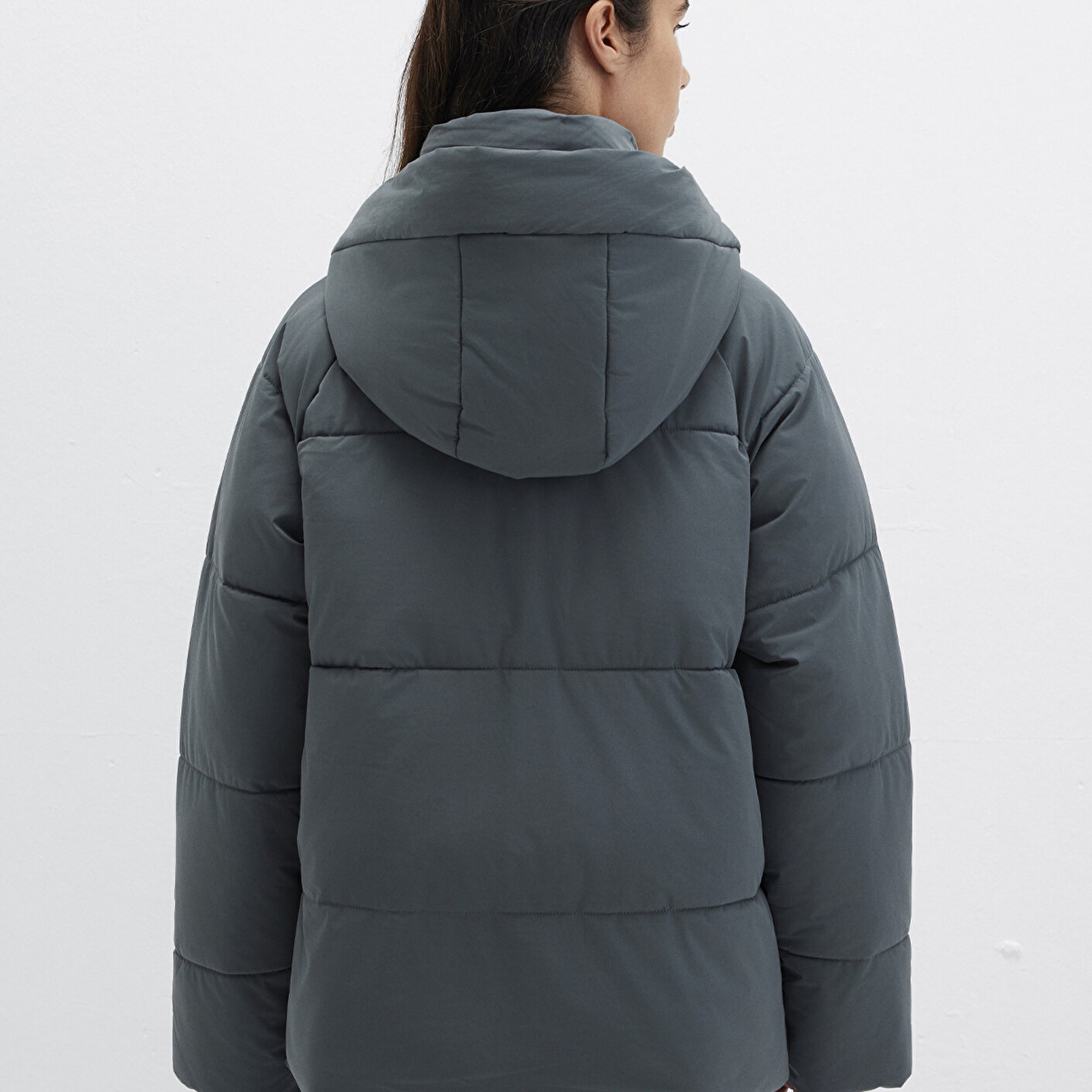 Mavi Kapüşonlu Yeşil Şişme Mont 1110225-71598