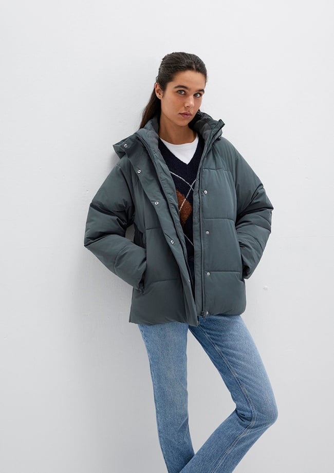  Mavi Kapüşonlu Yeşil Şişme Mont 1110225-71598