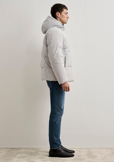  Mavi Su İtici Su İtici Gri Şişme Mont 0110463-70075