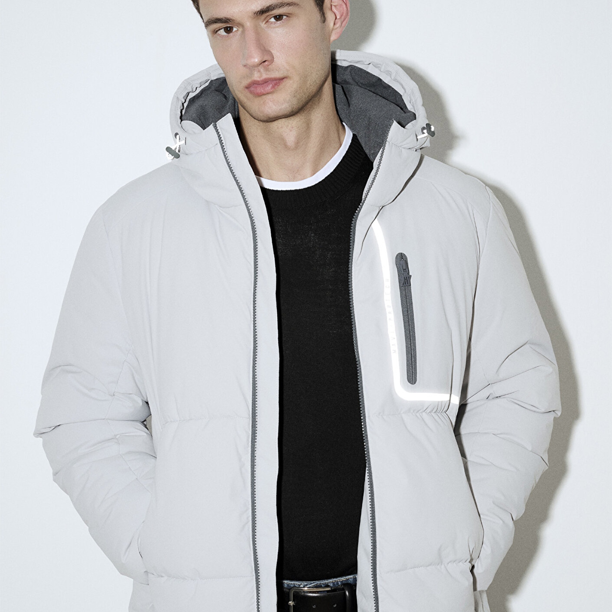 Mavi Su İtici Su İtici Gri Şişme Mont 0110463-70075