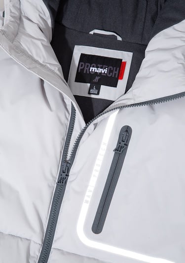  Mavi Su İtici Su İtici Gri Şişme Mont 0110463-70075