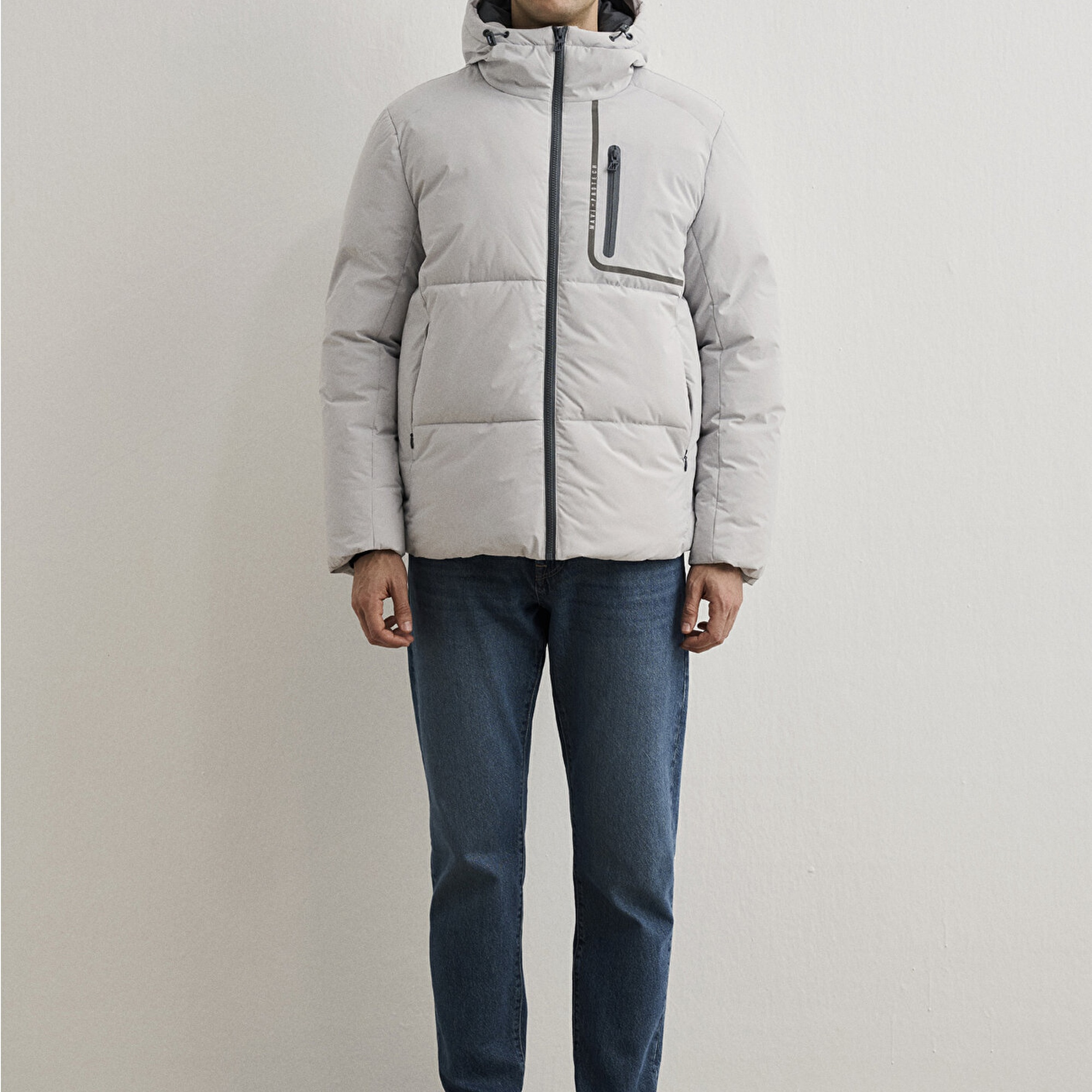 Mavi Su İtici Su İtici Gri Şişme Mont 0110463-70075