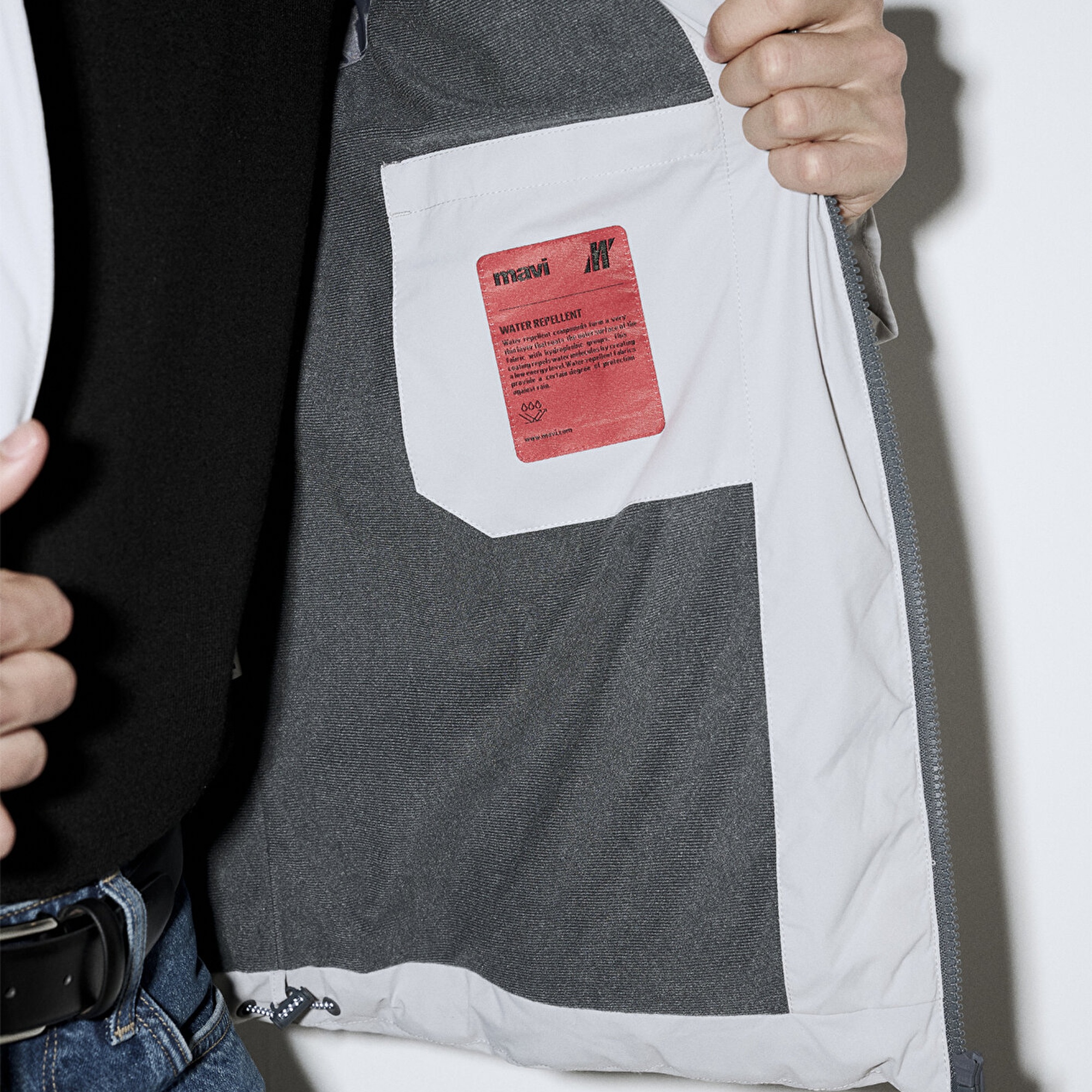 Mavi Su İtici Su İtici Gri Şişme Mont 0110463-70075