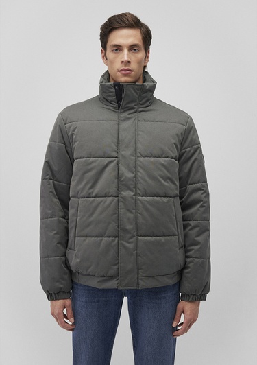  Mavi Dik Yaka Haki Şişme Mont 0110470-71598