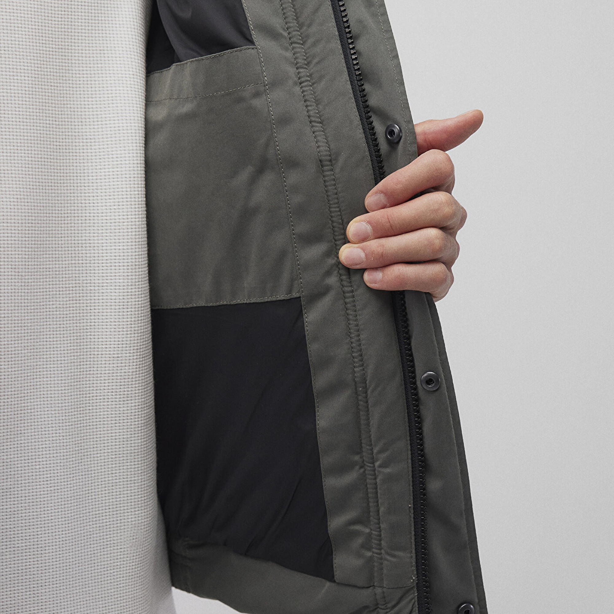 Mavi Dik Yaka Haki Şişme Mont 0110470-71598