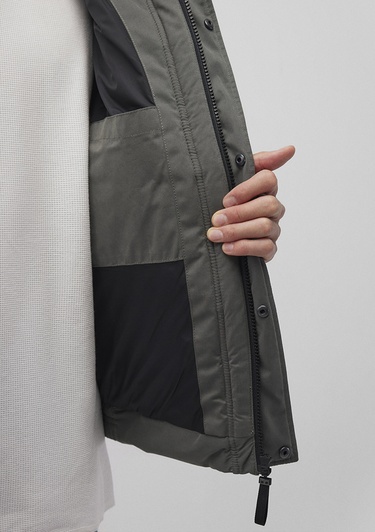  Mavi Dik Yaka Haki Şişme Mont 0110470-71598