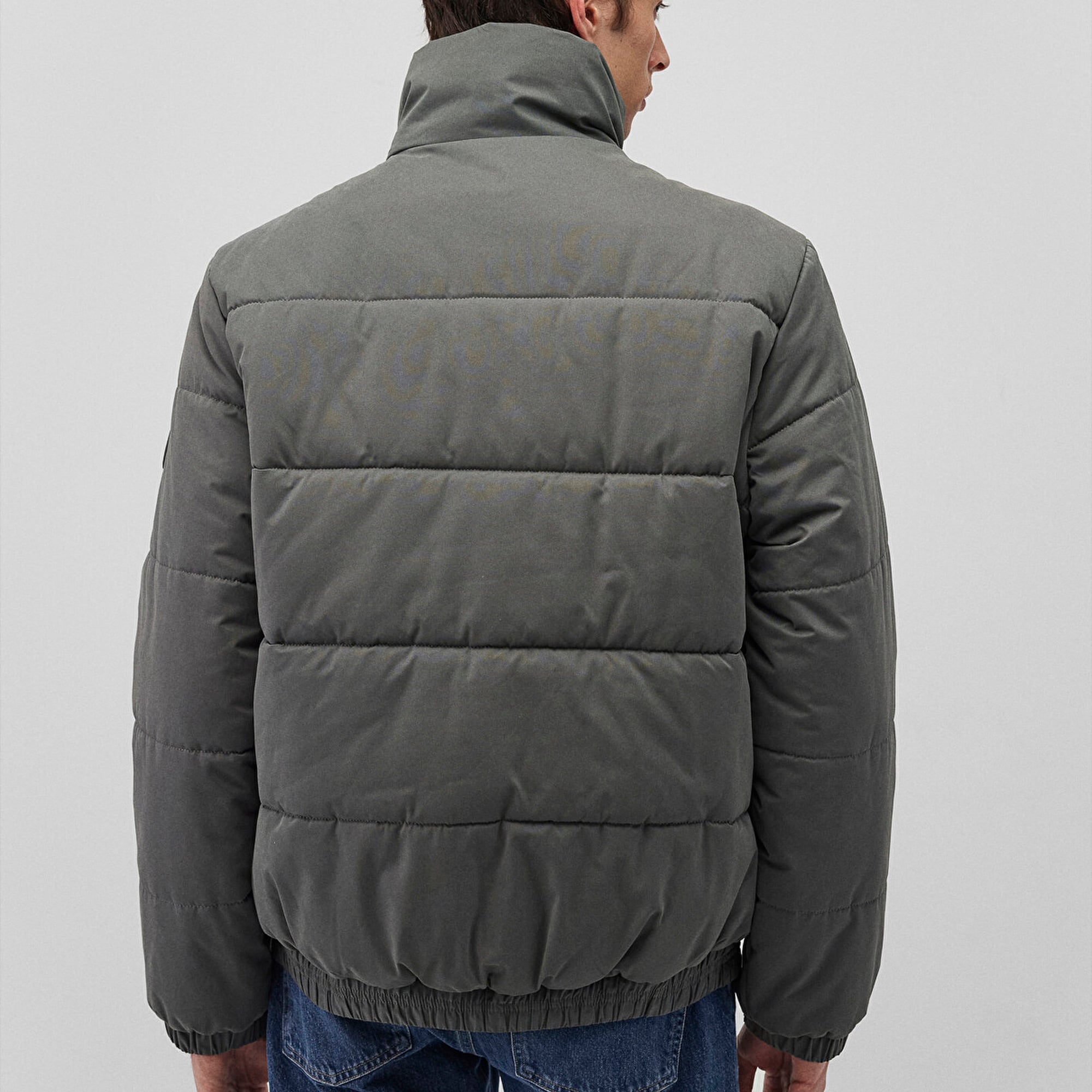 Mavi Dik Yaka Haki Şişme Mont 0110470-71598