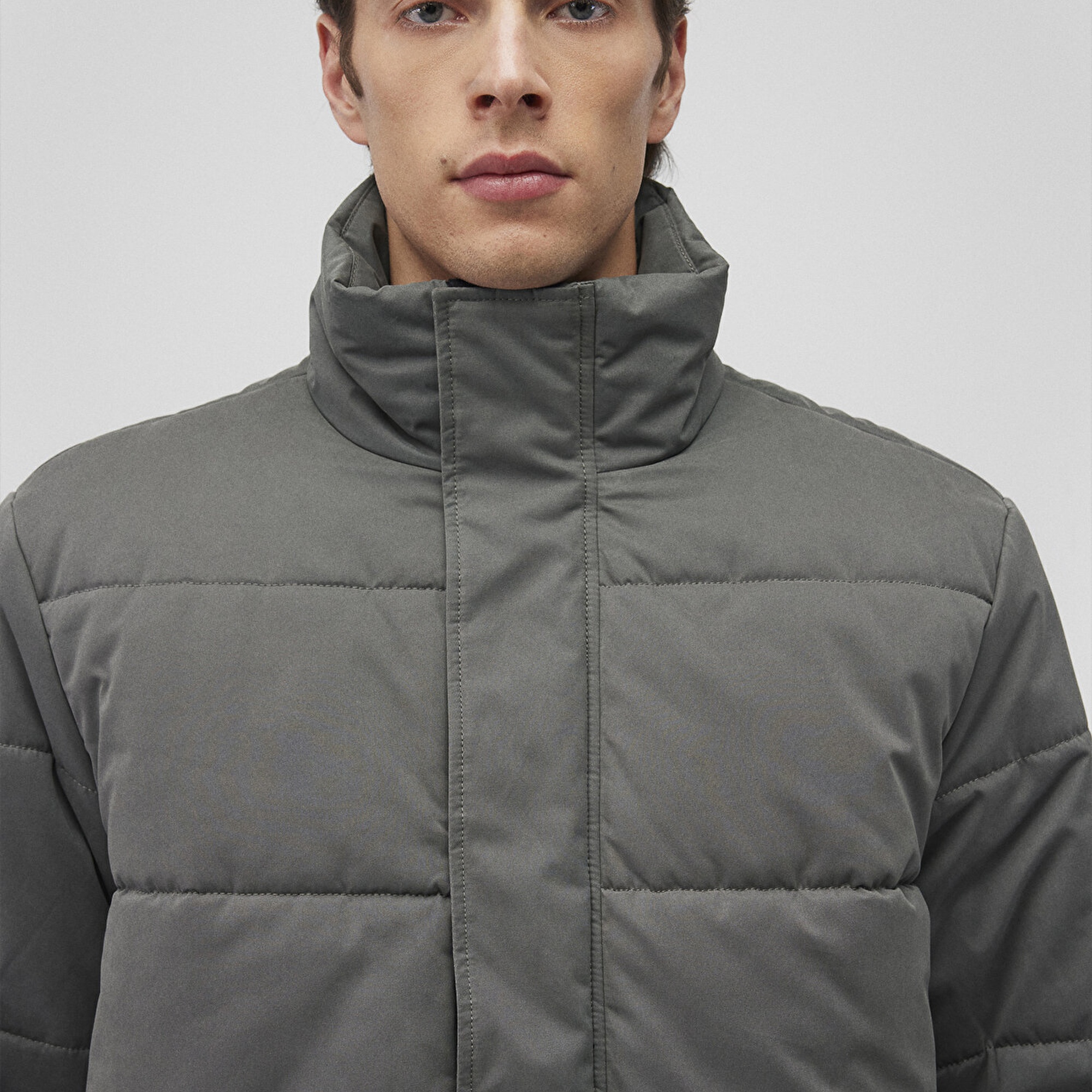 Mavi Dik Yaka Haki Şişme Mont 0110470-71598