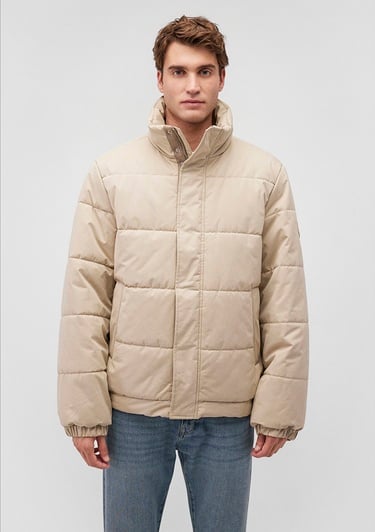  Mavi Dik Yaka Bej Şişme Mont 0110470-86559