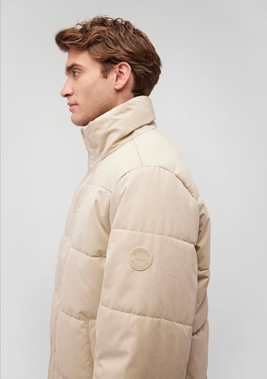  Mavi Dik Yaka Bej Şişme Mont 0110470-86559