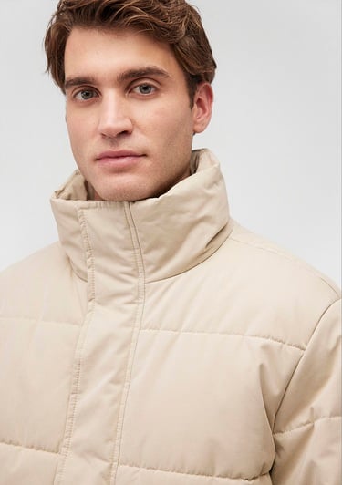  Mavi Dik Yaka Bej Şişme Mont 0110470-86559