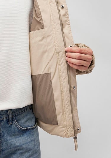  Mavi Dik Yaka Bej Şişme Mont 0110470-86559