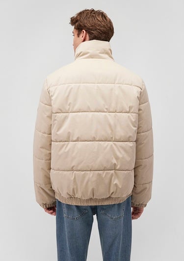  Mavi Dik Yaka Bej Şişme Mont 0110470-86559