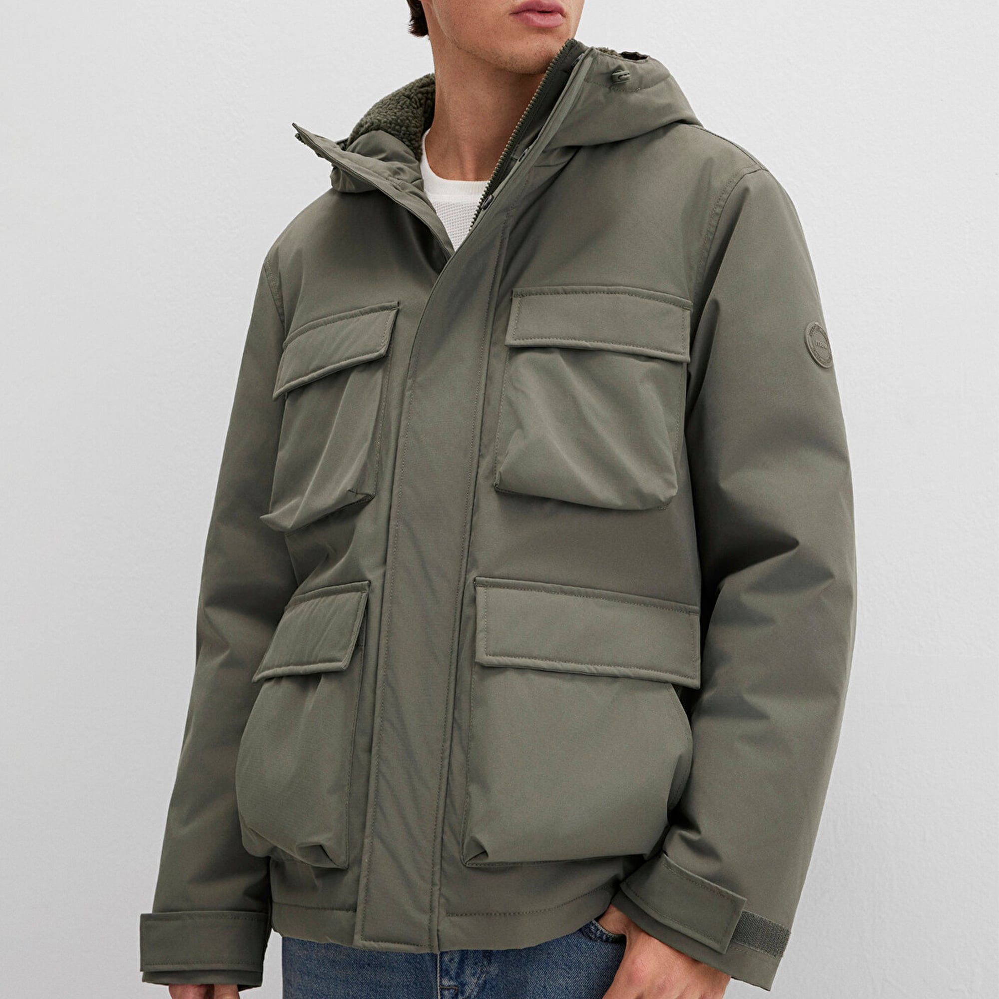 Mavi Kapüşonlu Yeşil Ceket Loose Fit / Bol Rahat Kesim 0110468-85485