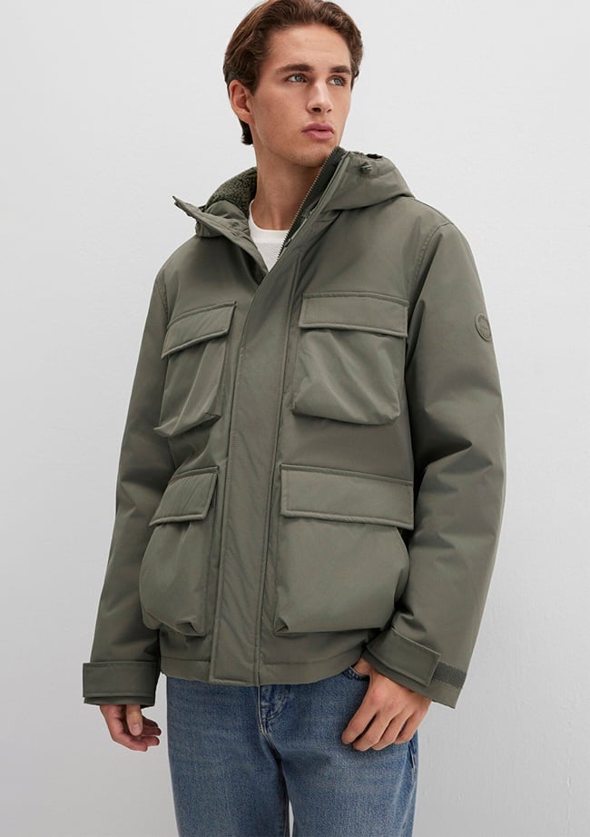  Mavi Kapüşonlu Yeşil Ceket Loose Fit / Bol Rahat Kesim 0110468-85485