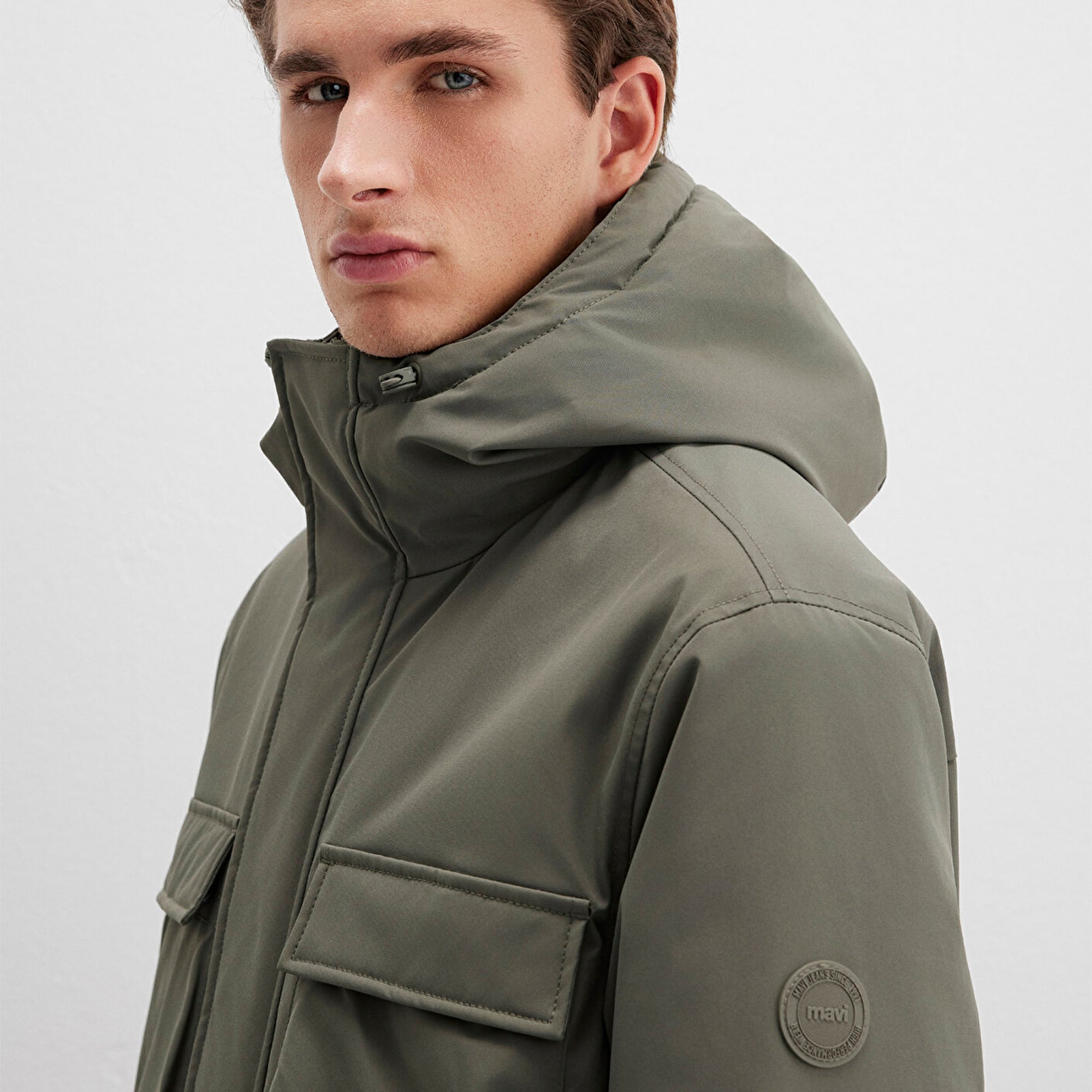 Mavi Kapüşonlu Yeşil Ceket Loose Fit / Bol Rahat Kesim 0110468-85485