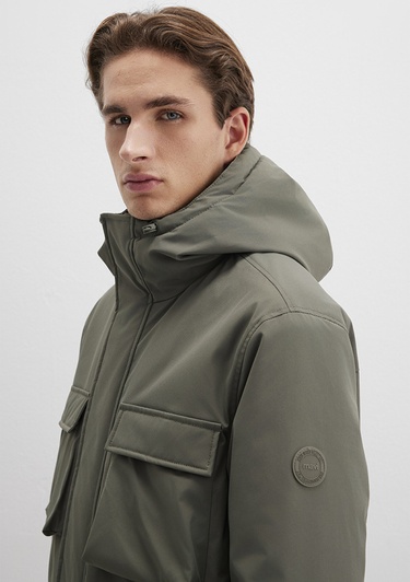  Mavi Kapüşonlu Yeşil Ceket Loose Fit / Bol Rahat Kesim 0110468-85485