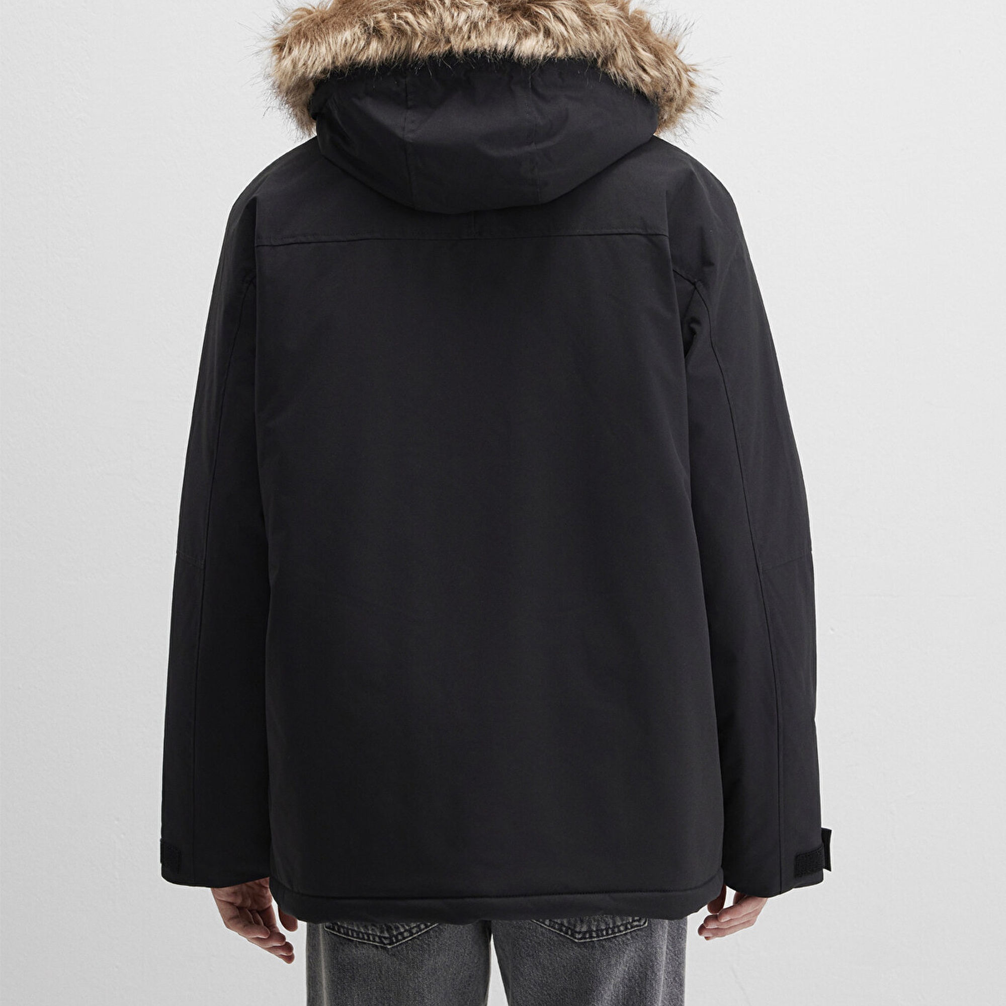 Mavi Kapüşonlu Siyah Parka Loose Fit / Bol Rahat Kesim 0110472-900