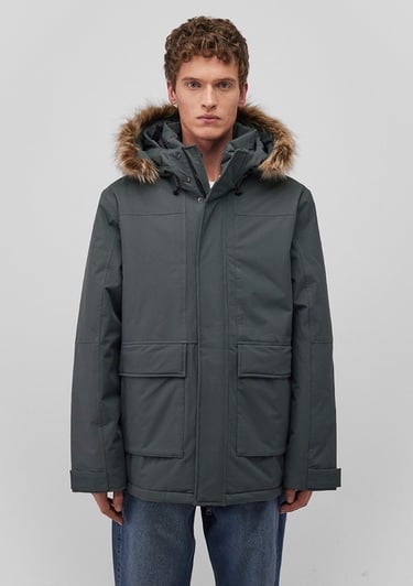  Mavi Kapüşonlu Yeşil Parka Loose Fit / Bol Rahat Kesim 0110472-71598