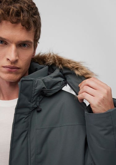  Mavi Kapüşonlu Yeşil Parka Loose Fit / Bol Rahat Kesim 0110472-71598