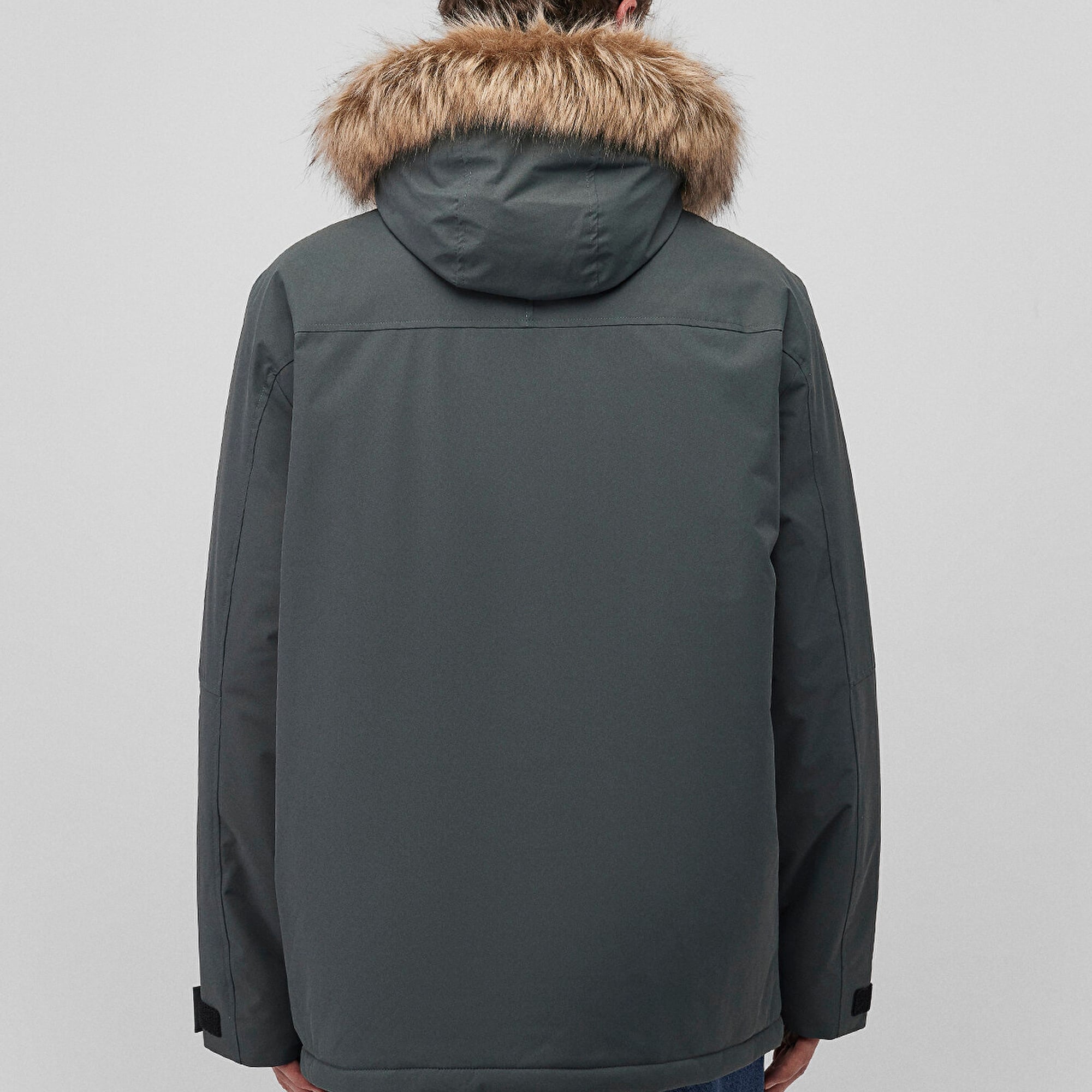 Mavi Kapüşonlu Yeşil Parka Loose Fit / Bol Rahat Kesim 0110472-71598