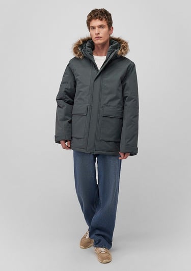  Mavi Kapüşonlu Yeşil Parka Loose Fit / Bol Rahat Kesim 0110472-71598