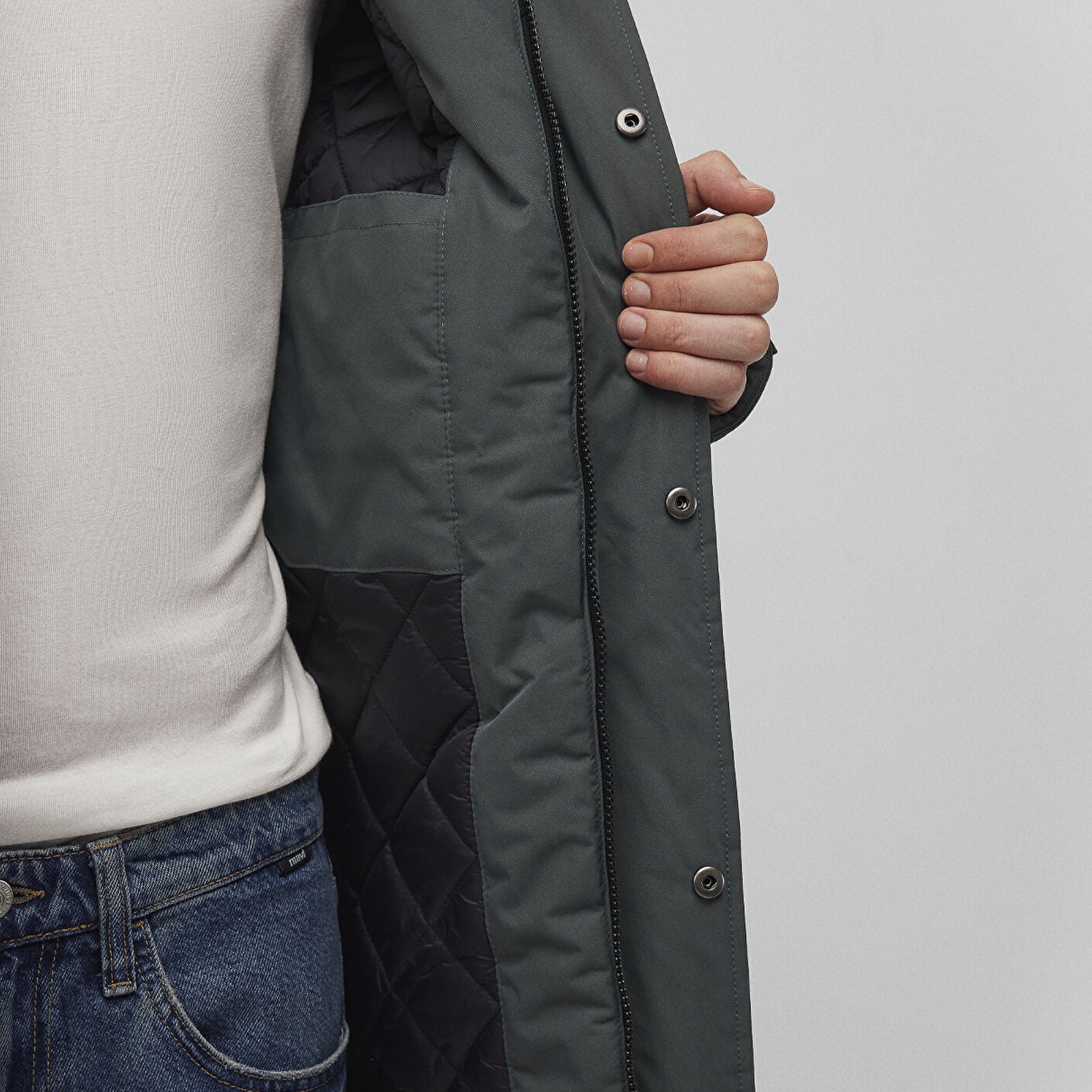 Mavi Kapüşonlu Yeşil Parka Loose Fit / Bol Rahat Kesim 0110472-71598