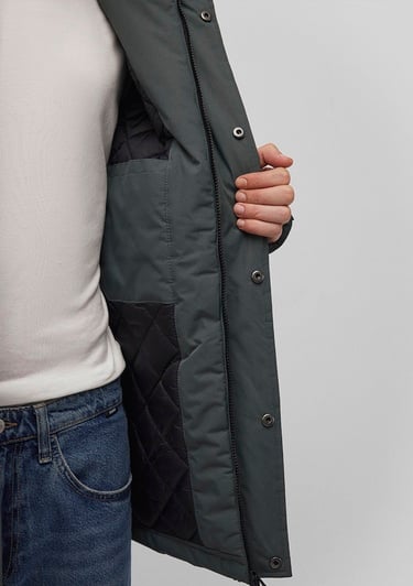  Mavi Kapüşonlu Yeşil Parka Loose Fit / Bol Rahat Kesim 0110472-71598