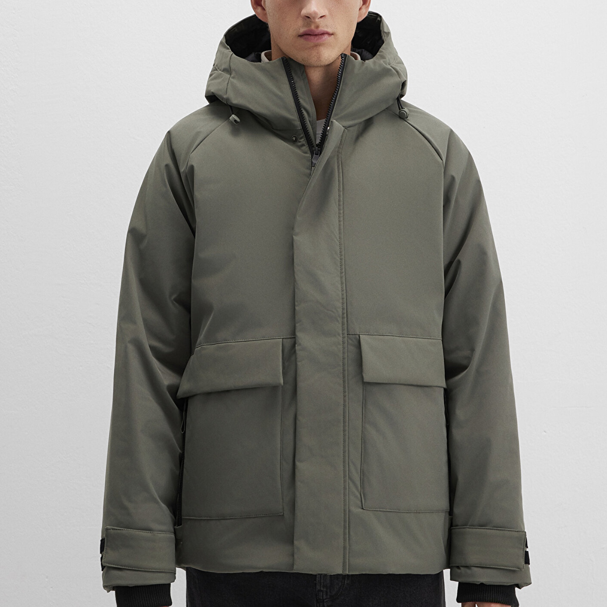 Mavi Cep Detaylı Haki Mont Loose Fit / Bol Rahat Kesim 0110467-85485