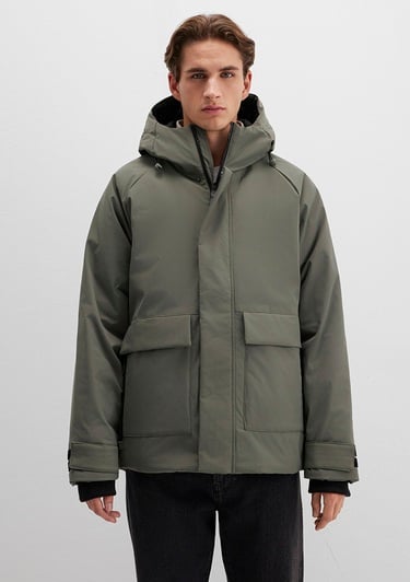  Mavi Cep Detaylı Haki Mont Loose Fit / Bol Rahat Kesim 0110467-85485