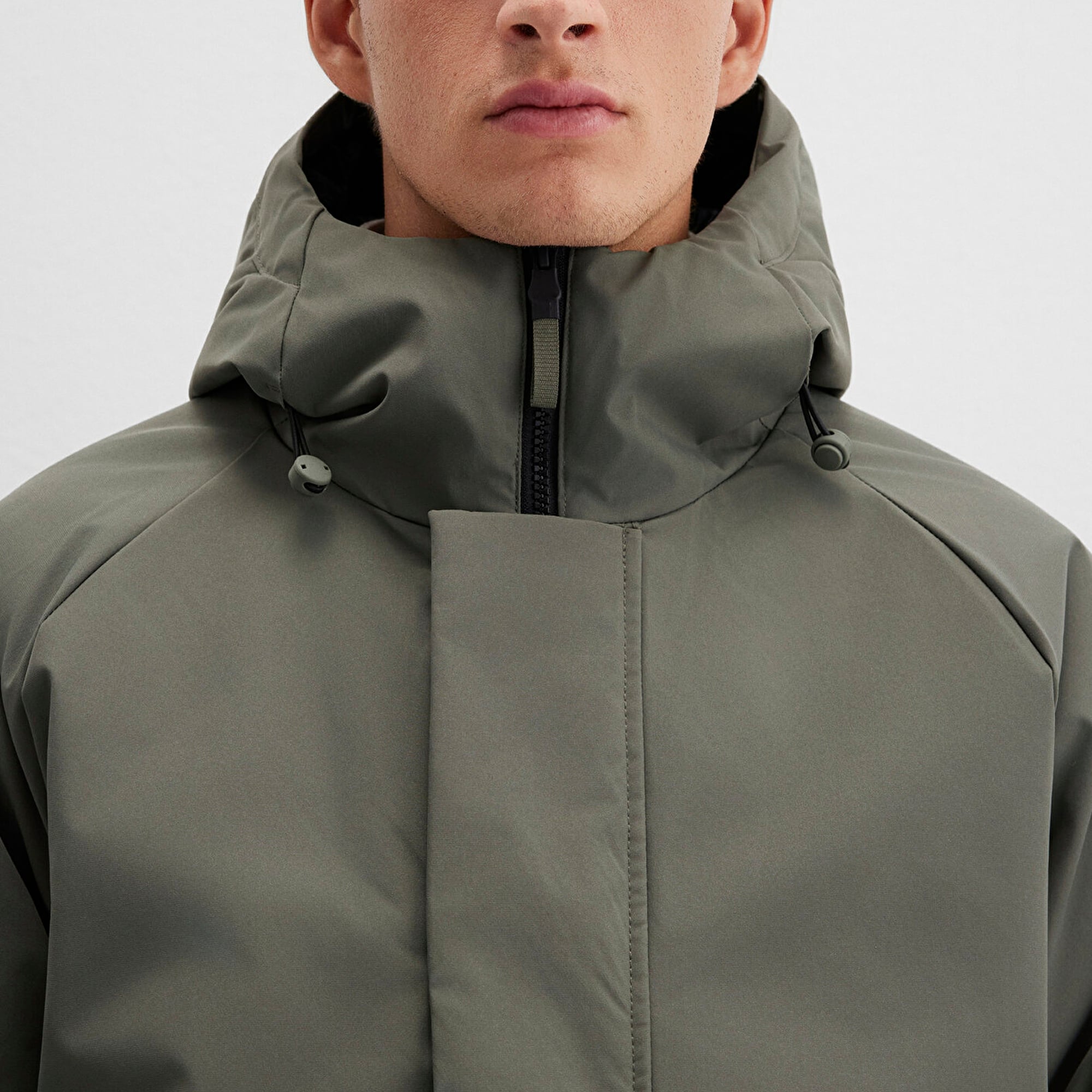 Mavi Cep Detaylı Haki Mont Loose Fit / Bol Rahat Kesim 0110467-85485