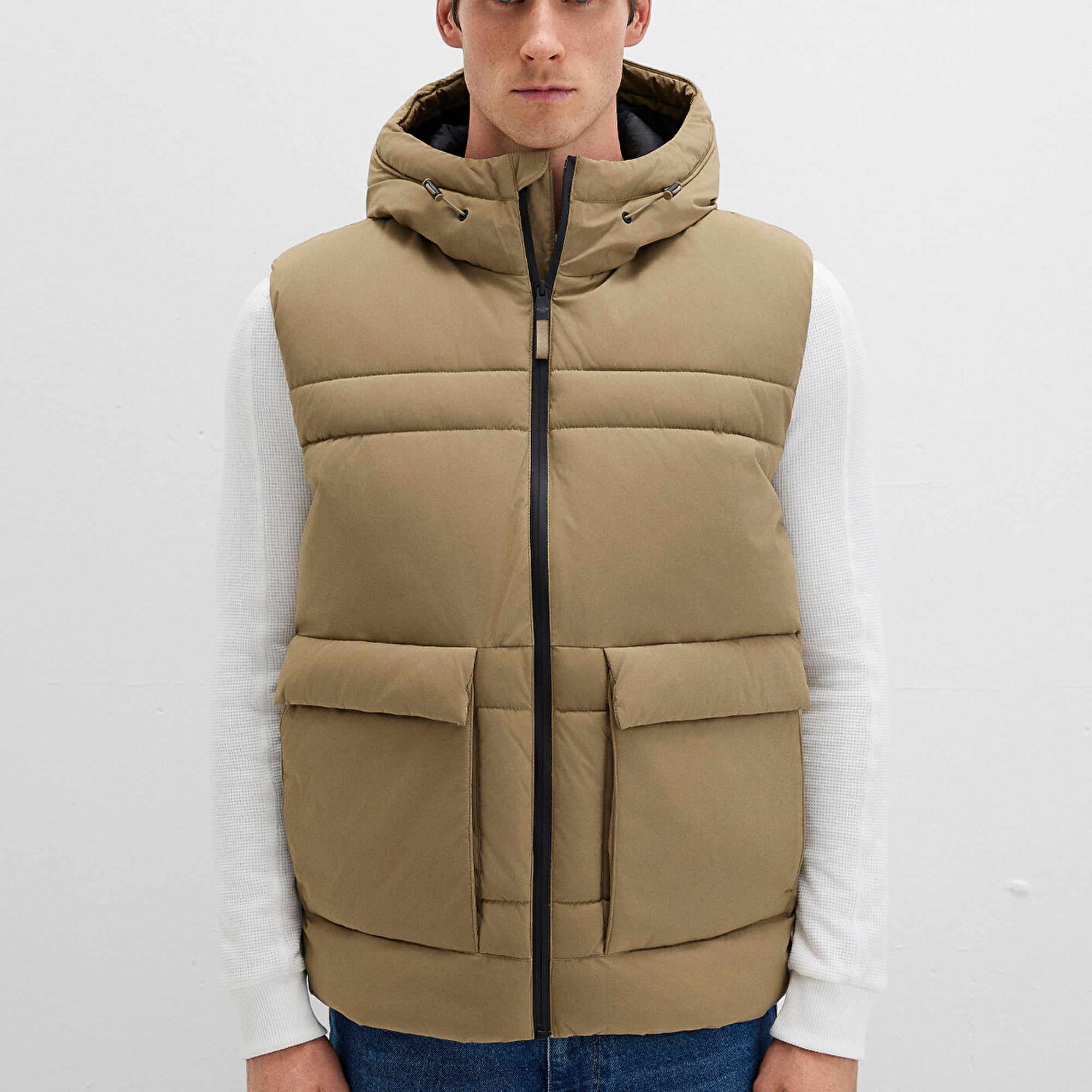 Mavi Cep Detaylı Kahverengi Şişme Yelek Regular Fit / Normal Kesim 0110389-70377